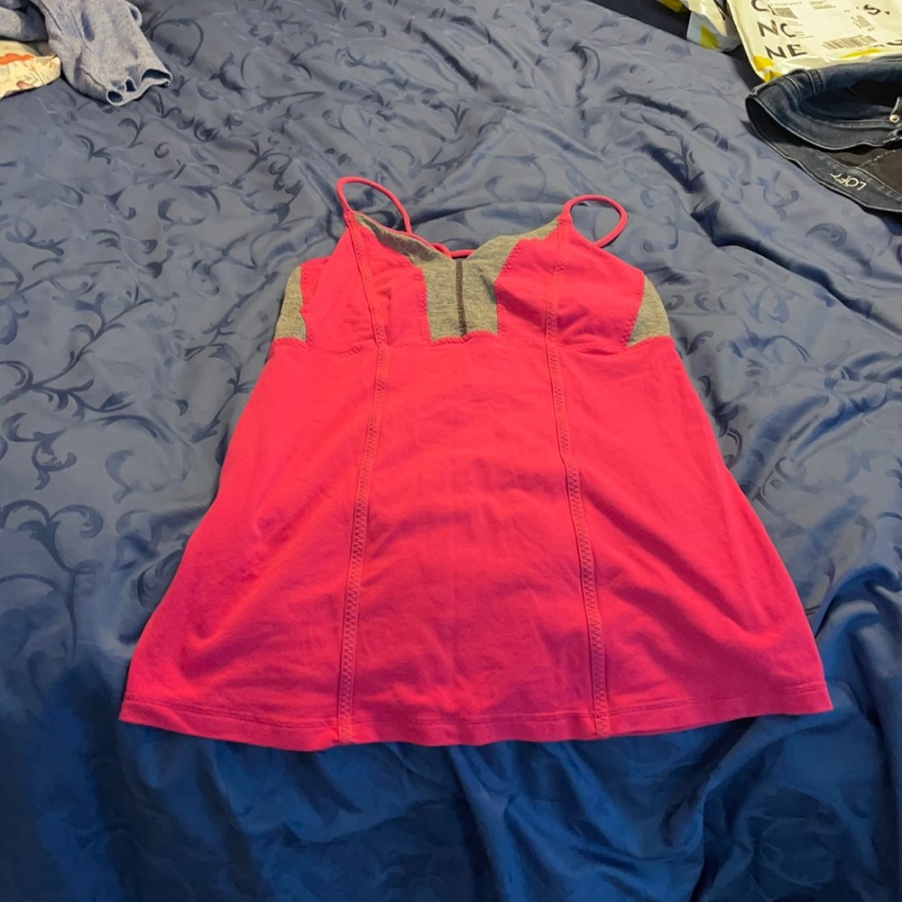 Lulu Lemon bright pink and grey tank size 4